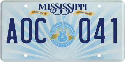 MS license plate AOC041