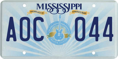 MS license plate AOC044