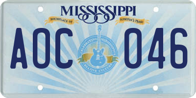 MS license plate AOC046