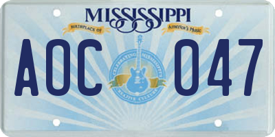MS license plate AOC047