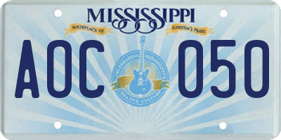 MS license plate AOC050