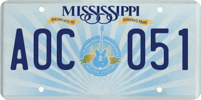 MS license plate AOC051