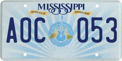 MS license plate AOC053