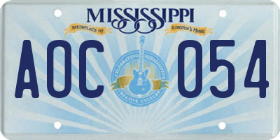 MS license plate AOC054