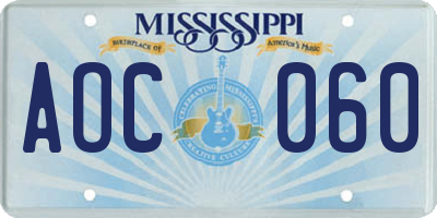 MS license plate AOC060