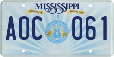 MS license plate AOC061