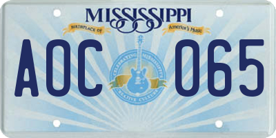 MS license plate AOC065