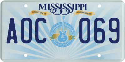 MS license plate AOC069