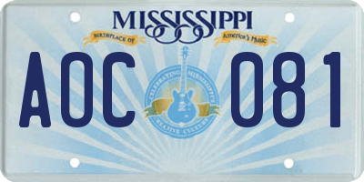 MS license plate AOC081