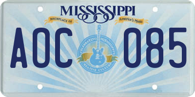 MS license plate AOC085
