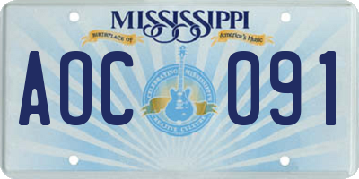 MS license plate AOC091