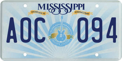 MS license plate AOC094