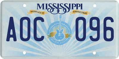 MS license plate AOC096