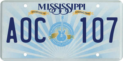 MS license plate AOC107