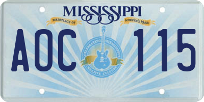 MS license plate AOC115