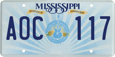 MS license plate AOC117