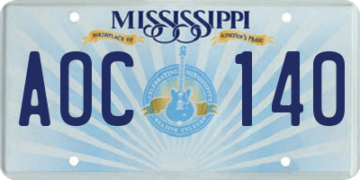 MS license plate AOC140