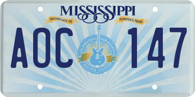 MS license plate AOC147