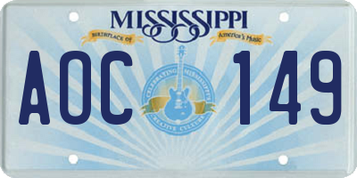 MS license plate AOC149