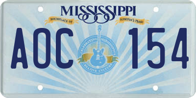 MS license plate AOC154