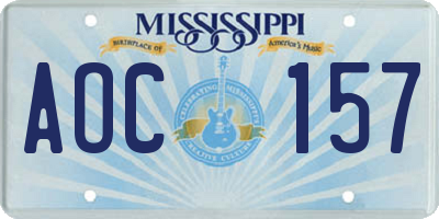 MS license plate AOC157