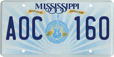 MS license plate AOC160