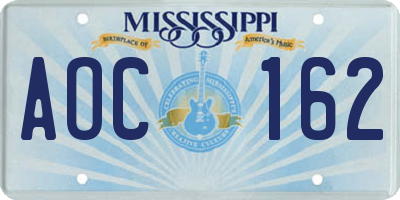 MS license plate AOC162