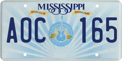 MS license plate AOC165