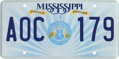 MS license plate AOC179