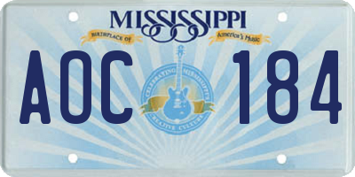 MS license plate AOC184