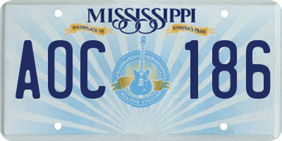 MS license plate AOC186