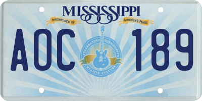 MS license plate AOC189