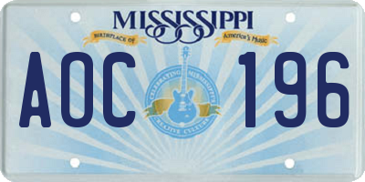 MS license plate AOC196