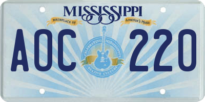 MS license plate AOC220