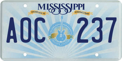 MS license plate AOC237