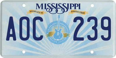 MS license plate AOC239