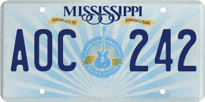 MS license plate AOC242
