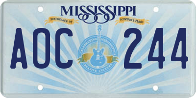 MS license plate AOC244
