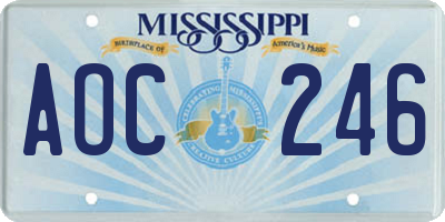 MS license plate AOC246