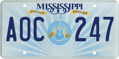 MS license plate AOC247