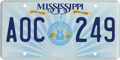 MS license plate AOC249