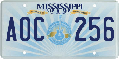 MS license plate AOC256