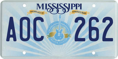 MS license plate AOC262