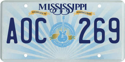 MS license plate AOC269