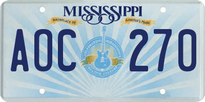 MS license plate AOC270