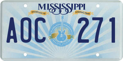 MS license plate AOC271
