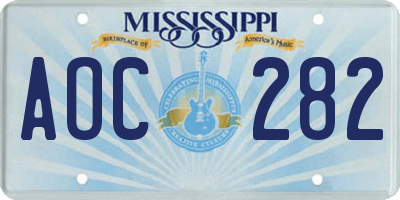 MS license plate AOC282