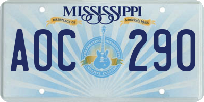 MS license plate AOC290