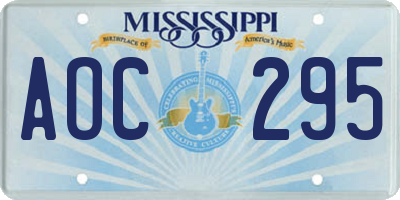 MS license plate AOC295