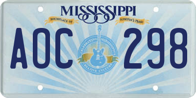 MS license plate AOC298